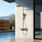 EMKE Colonne de douche thermostatique, 1127 x 460 x 360 mm, douche de pluie, douche à main 3 fonctions, hauteur réglable 812-1142 mm, chromé, corps en cuivre et panneau de verre, design moderne