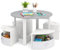 DREAMADE Kindertisch mit 4 Stühlen, Kindersitzgruppe mit 4 Hockern & 4 Stoffboxen, Kinder Tisch Stuhl Set, Kinder Maltisch Aktivitätstisch Set Kindermöbel für Kinderzimmer, Spielzimmer (Grau)