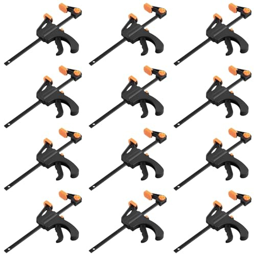 PINGEUI 12 Pcs 4 Inch Quick Grip Clamps, Ratchet Bar Clamps, One Hand Quick Release Bar Clamp Tools, Multi-Purpose Woodworking for Manual Work, DIY Craft Projects