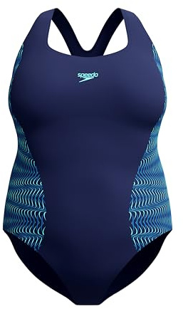 Speedo Plus Placement Medalist One Piece Schwimmanzug für Damen, Navy Blau, 44