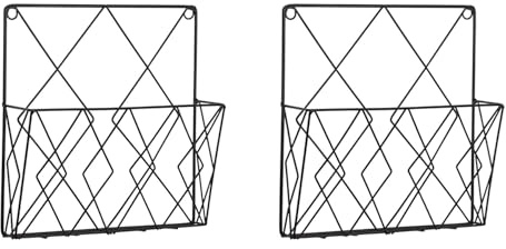 Rersduyt 2X Wall Mounted Bookshelf Door Hanging Organizers Wall Magazine Book Shelves Hanging Wall Files Wire Wall Book Rack-A