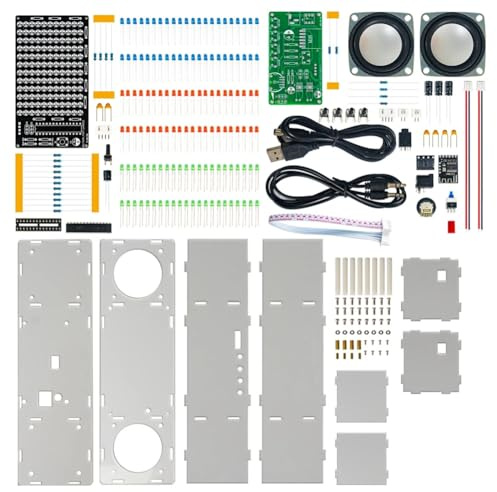 Fuhjythy DIY Bluetooth Speaker Kit Electronic LED Music Spectrum - Dual Channel Soldering Practice 3W Speaker 8002 Amplifier