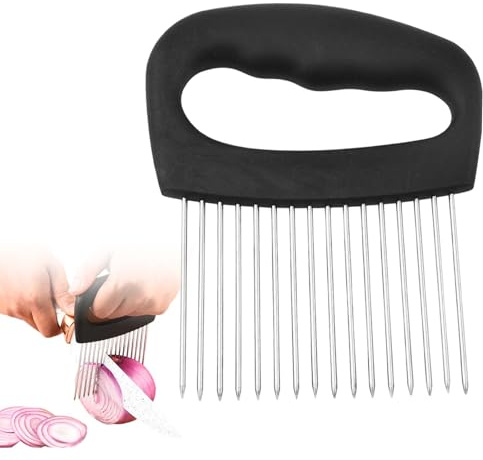 Soporte de Ceboll, Tenedor de cebollas, Ayuda de Corte de Acero Inoxidable, Rebanador de Frutas y Verduras Patatas Soporte,Rebanador de Cebolla,para Cortar Carne, Verduras, Frutas