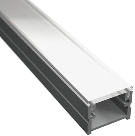 ledomec LED Alu Profil FLOOR-13 begehbar – flächenbündig, für Möbel, Theken, Küche & Schreinerei – ohne sichtbare Kanten – für LED Streifen (2m Floor 13 inkl Abdeckung)