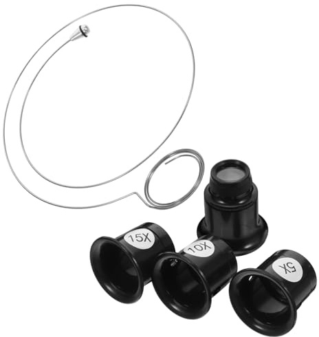 Professionelles Uhrenreparatur Werkzeugset 1 Satz 5x 10x 15x 20 Stück | Schwarze Vergrößerungslinse aus Glas, Präzise Einstellkonstruktion, Tragbar und Leicht