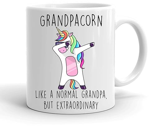 VIROSA Funny Grandpacorn Mug – Like a Normal Grandpa, But Extraordinary – Cute Unicorn Mug Gift for Grandpa or Grandad – Birthday, Christmas, or Father’s Day – 11oz Ceramic Coffee Cup