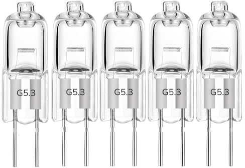 LISOCLU Lampade alogene G5.3 12v 24v 36v 220v 110v 20w 35w 50w 70w 100w 150w Bianco caldo 3000k Dimmable, Lampadine alogene per faretti MR16, Forma tubolare (12V-50W/5PCS)