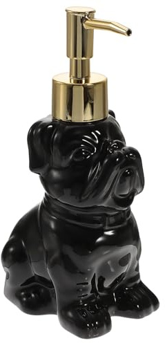 jojofuny Keramik Seifenspender Hund 280ml Nachfüllbarer Lotionbehälter Mit Pumpe Schwarz Für Flüssigseife Shampoo Und Lotion Badezimmer Accessoire