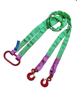Two Leg Bridle Web Sling 2M 4409lbs/2T Lifting Slings with G80 Alloy Steel Grab Hooks and Adjuster Polyester Webbing Rigging Straps for Safe Towing and Handling of Cargo【2T】