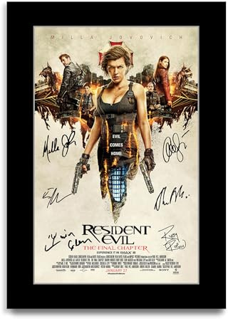 HWC Trading Resident Evil : The Final Chapter Geschenke Geduckter Poster Signiertes Autogramm Foto für Fans von Film Memorabilien (ID-003628) - A4 Nur Druck