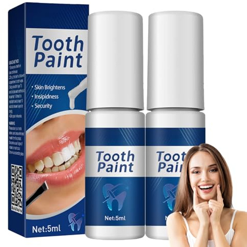 2PCS Zahnlack Weiß - Sofortige Zahnaufhellung - Tooth Paint für Weisse Zähne - Schnelle & Sanfte Zähne Aufhellen - Entfernt Verfärbungen & Flecken - Zahnpolierpaste für strahlendes Lächeln