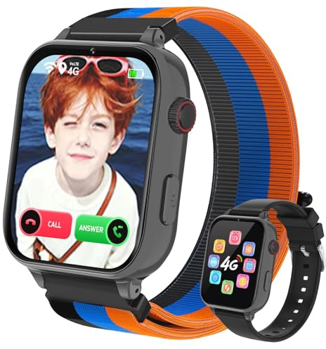 PTHTECHUS Reloj Inteligente Niño, Smartwatch Niños con GPS y Llamadas 4G | Telefono, Videollamada, Modo Clase, Cámara, Podómetro, Reloj Infantil Niño Niña de 4 a 12 Años Regalos Navidad, Negro