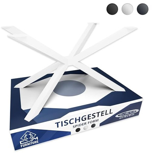 CM Furniture Tischgestell Spider Weiß Höhe 72 cm Couchtisch Beine Tischfuß Stahl - H72 x 75 x L120 cm - Tischbeine Esstisch, Coffee Table Legs Einfach EIN Mann Montage Tischkufen Kreuzgestell