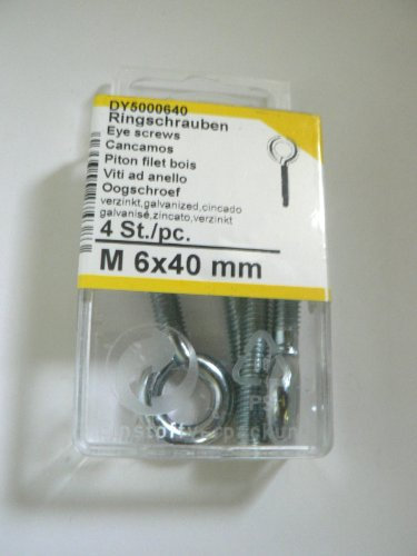 Connex - 4 occhielli filettati in metallo zincato, M6 x 40 mm