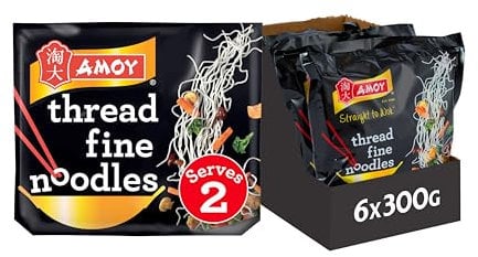 Amoy Straight to Wok Thread Fine Noodles, 2 x 150 g (Pack of 6)