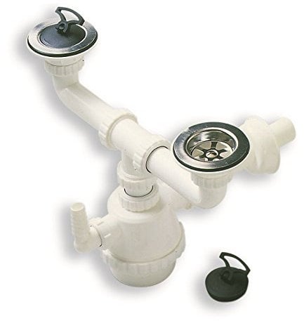 Acquastilla 112387 Sifone Due Vie con Piletta e Scarico, Multicolore