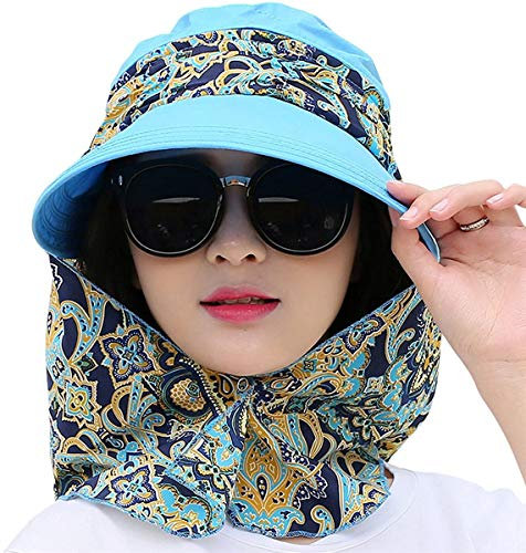 iHomey Roll Up Wide Brim Sonnenblende UPF 50+ UV-Schutz Sonnenhut mit Nackenschutz
