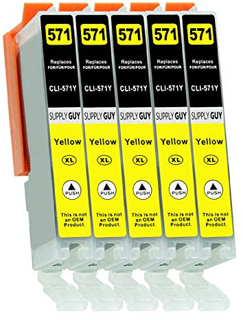 Supply Guy 5 XL Druckerpatronen mit Chip kompatibel mit Canon CLI-571 Gelb für Pixma MG5700 MG5750 MG5751 MG6800 MG6850 MG7750 TS5000 TS5050 TS5055 TS6050 TS8050 TS9050 TS9055 und weitere