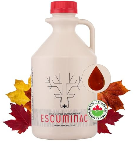 Escuminac Récolte Tardive, Sirop d'Érable Canadien, 100% Pur et Certifié Biologique. Sirop d'Érable Artisanal, Canada Catégorie A Foncé Goût Robuste, 1L