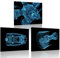 iKNOW FOTO 3-teiliges Leinwandbild, Wanddekoration, Jet Engine 3D Röntgenstrahl, blau, transparent, isoliert auf schwarzem Poster, gerahmte Kunstwerke für Jungenzimmer, 30.5x40.6 cmx3 Stück