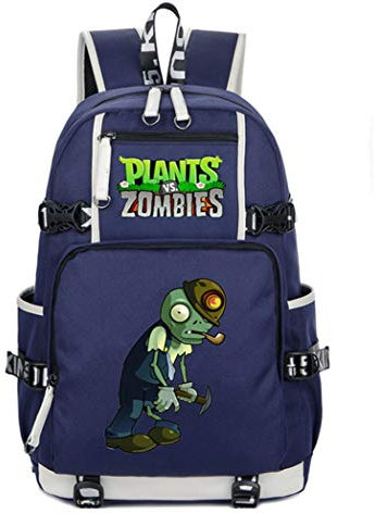 WANHONGYUE Plants vs. Zombies Juego Mochila Escolar Estudiante Bolso de Escuela Backpack Mochila para Portátil Azul-1