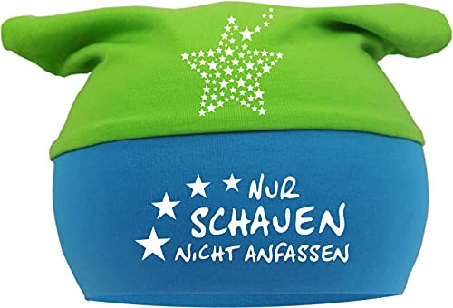 Kleiner Fratz Baby Kopftuch Mütze Multicolor Stern (Farbe Lime-royal) (Gr. 3 (98-122) Nur schauen Nicht anfassen