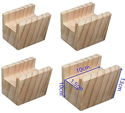 ENCOMAG Möbelerhöher Betterhöhung Tischerhöher Elefantenfuß Bed Riser aus Holz 4 Stück (Länge 10 cm Rillenbreite 1,5 cm 10 cm erhöhen)