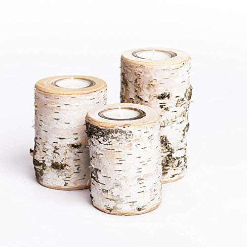 Handgefertigter Teelichthalter 11cm Höhe aus Eiche-Holz, Kerzenhalter, massiv & modern, Teelichthalter Set für Tischdeko, Geschenk & Wohnzimmer, Naturholz Deko von WOODS