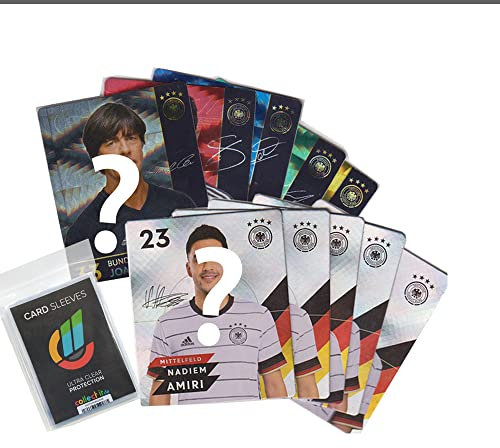 CAGO EM 2020 REWE + WM 2018 REWE Sammelkarten - je 5 Verschiedene Glitzer Karten + Collect-it Sleeves Hüllen