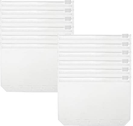 Geesatis 12 Stück A7 Bindertaschen aus PVC, mit Reißverschluss, 6 Löcher, wasserdicht, für Notebook, lose Blätter, 13,2 x 8,9 cm