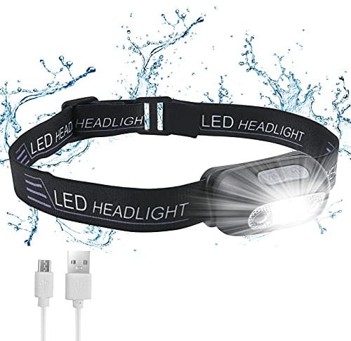 flintronic LED Head Torch, USB Headlamp Rechargeable LED Head Torch, IPX6 Waterproof Headlight Flashlight, Ultra-Light Super Bright 160 Lumen Head Lamp s with Motion Sensor and Red Light Modes