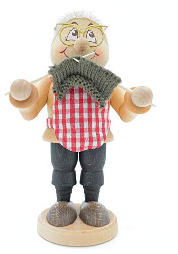 Kuhnert - Original Erzgebirgische Holzkunst Räuchermann Räucherfigur Wichtel 17cm - Oma