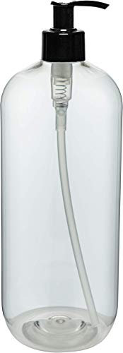 Leerflasche 1 Liter mit schwarzer Pumpe - 10 Stück - PET transparent DIN28 nachfüllbar - leer - Nr.67