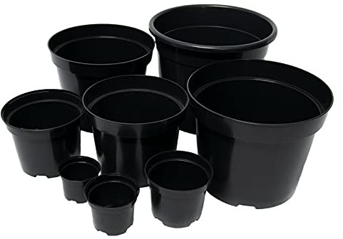 Black Plastic Plant Pot Flower Pots 0.5 1 2 3 4 5 7.5 10 12 15 25 32 45 Litre (1, 500ml)