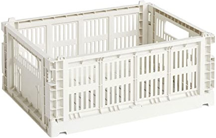 Hay Transportbox Colour Crate M aus recyceltem Polypropylen in der Farbe Off-white