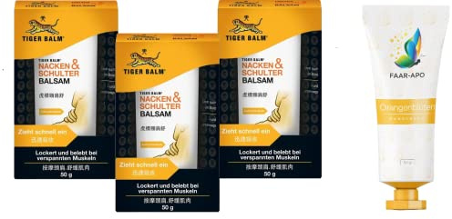 TIGER BALM Nacken & Schulter Balsam 3X50 ml. Sparset inkl. einer hochwertigen Handcreme Marke Faar-Apo