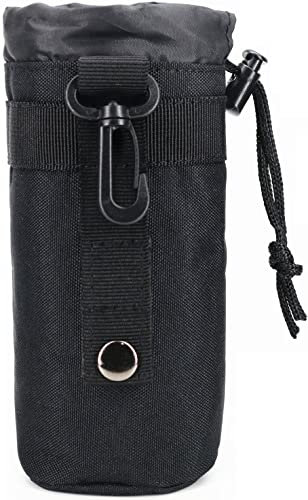 YONCONO Tactical Molle Water Bottle Pouch, Military Drawstring Outdoor Water Bottle Holder Bag with Hook Portable Travel Hydration Carrier