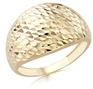 CARISSIMA Damen-Ring 9 Karat Gold Diamantschliff abgestufter Kuppelring, Klein, Gold, Diamant