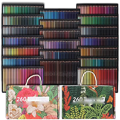 120/180/520 Buntstifte Professionelles Set Weicher Kern auf Wachsbasis Zeichnen Kunst Skizzieren Schattieren Färben Blechdose (Color : A Size : 180 Colors) (A 520 Colors) (A 520 Colors)