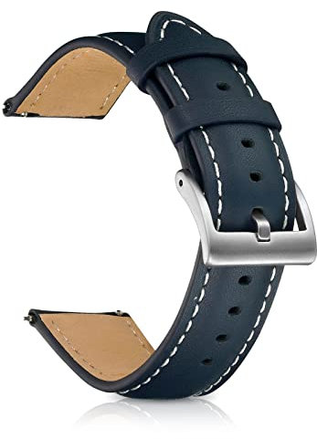 KeHowy Armband für 20mm 22mm, Uhrenarmbänder für Herren und Damen, Lederarmband mit Edelstahlschnalle, Exquisites Armband Weich und Bequem (20MM, Dunkelblau)