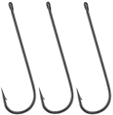 Alwonder 100 Pack Aberdeen Sea Fishing Hooks Inline Fishing Hooks Long Shank Light Wire High Carbon Steel Freshwater Tackle for Trout Bass Catfish Crappie Wacky Drop Shot #12