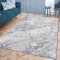 CARPETIA Eleganter marmorierter Kurzflor Teppich in stilvollem Grau, 120 cm rund