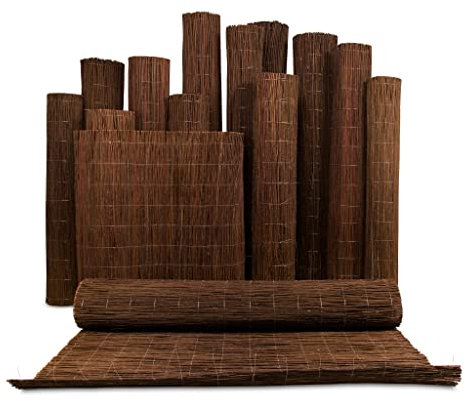 Weidenmatte balkon weide sichtschutz weidenzaun Rollzaun 3m oder 5m 80-180cm für Garten, Balkon und Terrasse Windschutz Naturzaun (120 x 500cm)