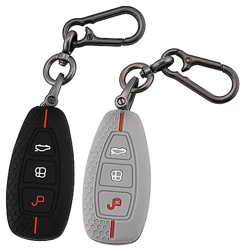 ERMWALR 2 Stück Autoschlüsselhülle kompatibel mit Ford 3-Tasten-Fiesta Focus C-Max Galaxy B-Max Grand C-Max Kuga Mondeo S-Max Smart Auto-Fernbedienungs-Schlüsselanhänger-Hülle (Frd-3-BG)