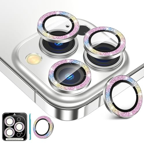 Fewdew Pellicola Fotocamera per iPhone 15 Pro e iPhone 15 Pro Max, 9H Vetro Temperato Cover Anello Individuale in Metallo, HD Chiaro, Antigraffio