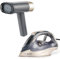 Beldray COMBO-8864 Titanium POWERLITE Steam Iron & Garment Steamer Set – Ceramic Soleplate, Steam Shot and Water Function, Foldable Travel Wrinkle Remover, Compact For Suitcases/Camping, 3200W/1200W