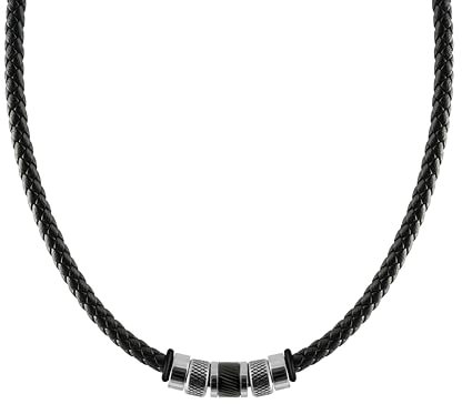 SHIEAGLELD Halskette Herren Leder, Herren Kette mit Edelstahl Halsband Anhänger, Geflochten Lederkette, Halsschmuck für Herren Junge Teenager, Kommt in Schmuck Geschenk box