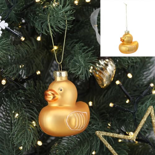 itsisa Baumschmuck Ente Gold - Hänger Tiere, Baumkugel, Weihnachtsdeko, Christbaumkugel, Weihnachten