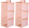 2 Stück Hängeaufbewahrung, Spind organizer mit 3 Fächern, mit Seitentaschen, Hängeregal Kleiderschrank, Kleiderschrank-Organisationssystem, Vliesstoff, faltbar,Rosa