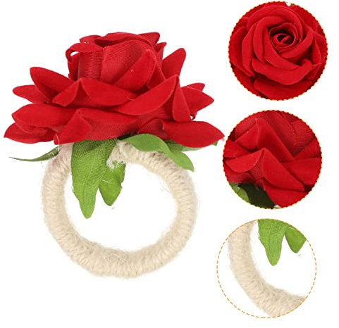 Zerodeko 4 Stück Rose Serviettenringe Blumenblätter Serviettenschnallen Serviettenhalter für Tische Weihnachtsdekorationen Hochzeitsdekorationen Rose Serviettenhalter Serviettenringhalter